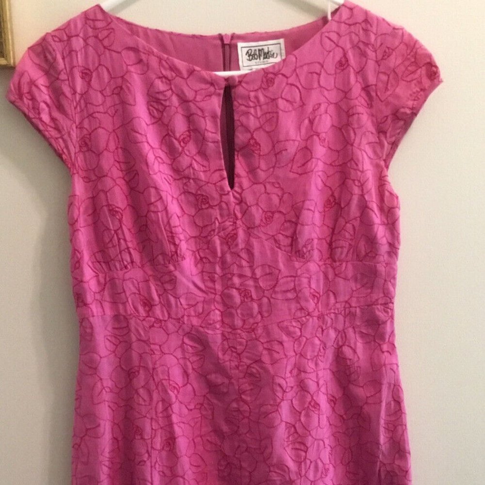 Bob Mackie Studio Silk Blend Dress Pink / Fuchsia Floral Size 4P